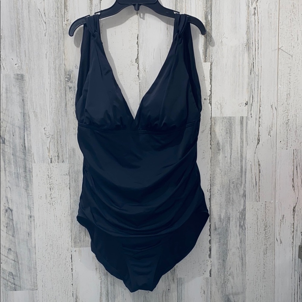 Time and Tru Elegant Black One-Piece Swimsuit - Picture 1 of 3
